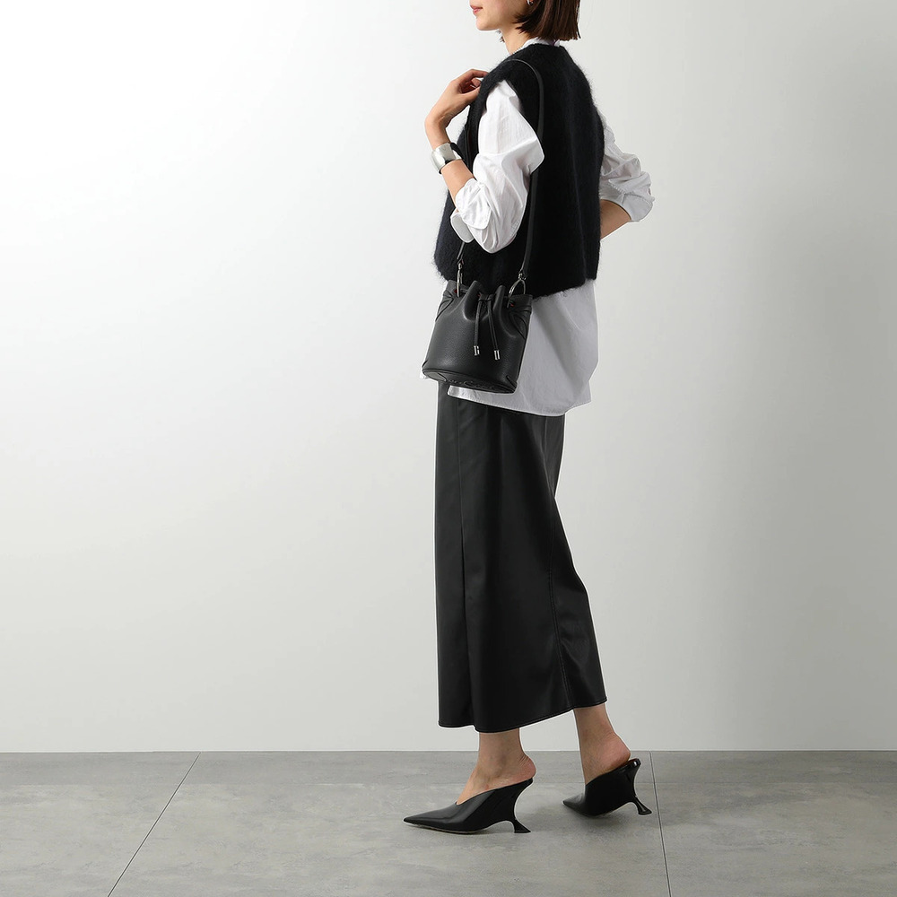 Christian Louboutin BY MY SIDE Bucket Bag Leather Drawstring BLACK